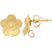 Pendientes Flor 11mm con Aro Abierto - Acero Inoxidable304L Dorado x2|raw }}