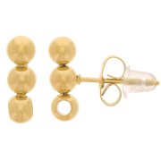 Ear studs bar 3 bolas 12x4 mm con un agujero - 304L Acero inoxidable dorado x2|raw }}