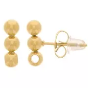 Ear studs bar 3 bolas 12x4 mm con un agujero - 304L Acero inoxidable dorado x2