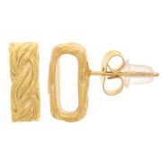 Pendientes con diseño hueco y efecto trenzado de 12x5 mm - Acero inoxidable dorado 304L x2