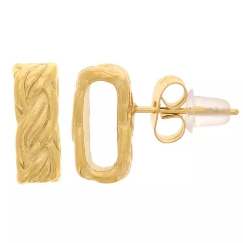 Pendientes con diseño hueco y efecto trenzado de 12x5 mm - Acero inoxidable dorado 304L x2