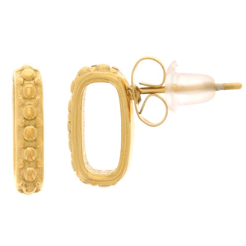 Pendientes huecos con textura 12x3 mm - Acero inoxidable 304L dorado x2