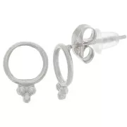 Pendientes círculo hueco de 8 mm con bolitas - Acero inoxidable 316L x2