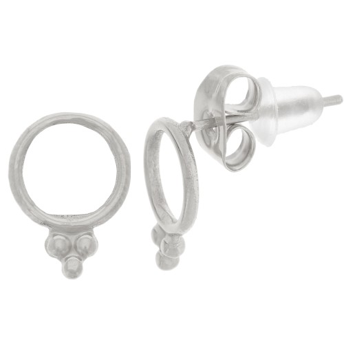 Pendientes círculo hueco de 8 mm con bolitas - Acero inoxidable 316L x2