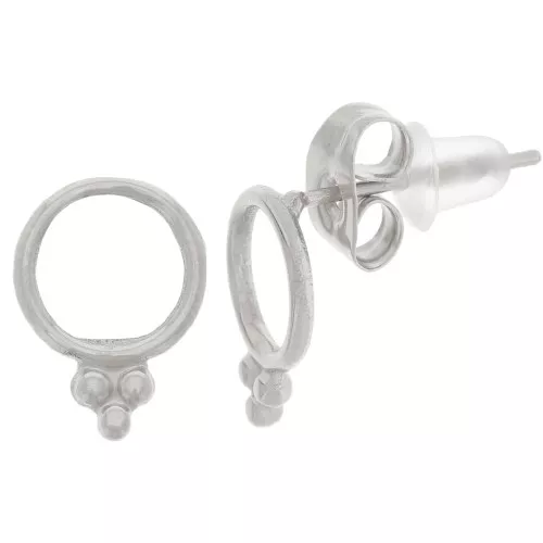 Pendientes círculo hueco de 8 mm con bolitas - Acero inoxidable 316L x2