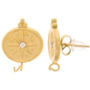 Pendientes ovalados 18x14 mm - motivo estrella con CZ - Acero inoxidable 316L dorado x2|raw }}