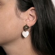 Pendientes ovalados 18x14 mm - motivo estrella con CZ - Acero inoxidable 316L dorado x2