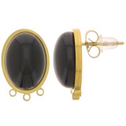 Pendientes cabujón oval 14x10 mm Acero inoxidable dorado 316L x2