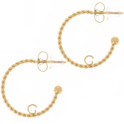 Aros retorcidos abiertos 20 mm con anilla abierta - Acero inoxidable 304L dorado x2|raw }}