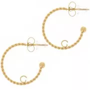 Aros retorcidos abiertos 20 mm con anilla abierta - Acero inoxidable 304L dorado x2