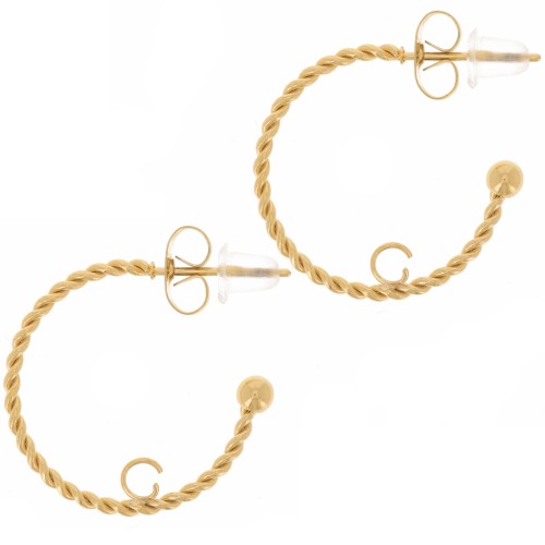 Aros retorcidos abiertos 20 mm con anilla abierta - Acero inoxidable 304L dorado x2