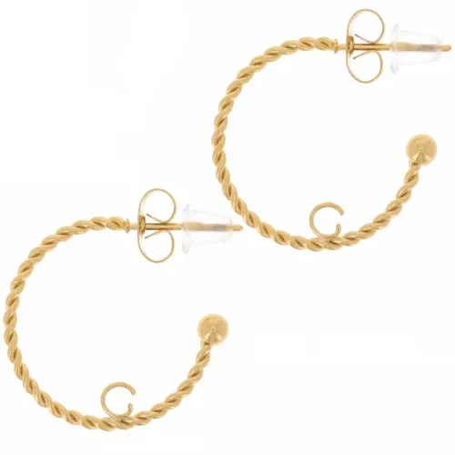 Aros retorcidos abiertos 20 mm con anilla abierta - Acero inoxidable 304L dorado x2
