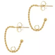 Créoles ovales torsadées 19x15 mm - anneau ouvert - Acier Inoxydable 304L Dorado x2