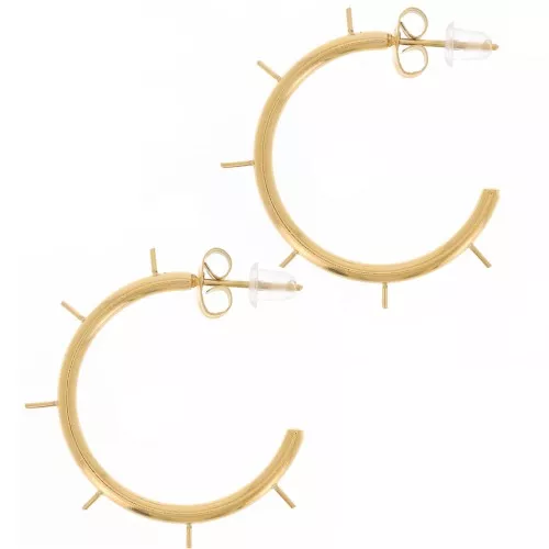 Aros para 6 perlas semiperforadas 25 mm - Acero inoxidable 304L dorado x2