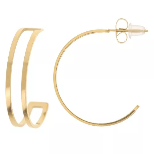 Cuentas de alambre doble 27 mm - Acero inoxidable 316L Dorado x2