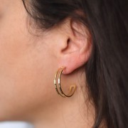 Cuentas de alambre doble 27 mm - Acero inoxidable 316L Dorado x2