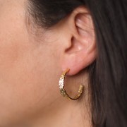 Aros irregulares martillados de 26 mm de ancho - Acero inoxidable 316L Dorado x2