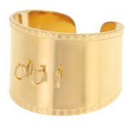 Anilla ancha ajustable - 3 anillas abiertas - S.52 a 58 - Acero inoxidable 316L dorado|raw }}