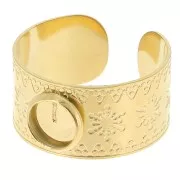 Anillo ancho ajustable T.51 a T.58 - Cabujón de 6 mm - Acero inoxidable 304, Dorado