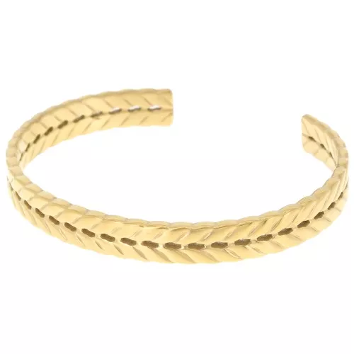 Pulsera de banda trenzada ovalada - ajustable 8x165 mm - Acero inoxidable 316L chapado en oro