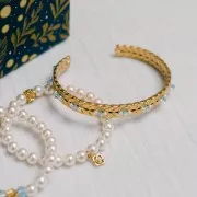 Pulsera de banda trenzada ovalada - ajustable 8x165 mm - Acero inoxidable 316L chapado en oro