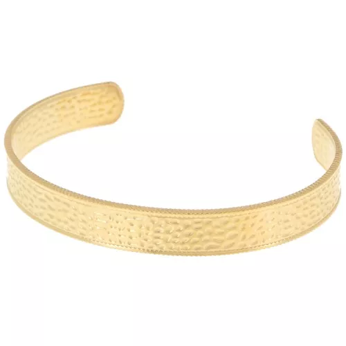 Pulsera banda oval martillada - ajustable 10x160 mm - Acero inoxidable 316L dorado