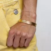 Pulsera banda oval martillada - ajustable 10x160 mm - Acero inoxidable 316L dorado