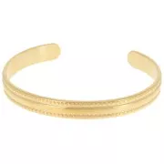 Pulsera brazalete de textura ovalada - ajustable 7x155 mm - Acero inoxidable 316L chapado en oro