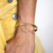 Pulsera brazalete de textura ovalada - ajustable 7x155 mm - Acero inoxidable 316L chapado en oro