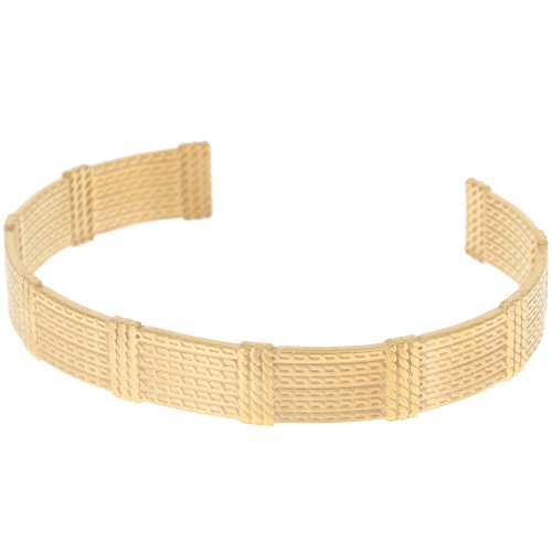Pulsera banda ovalada - trenzado plano - ajustable 10x155 mm - Acero inoxidable 316L bañado en oro