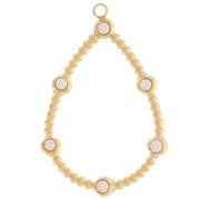 Gota pequeñas bolas y óxidos de circonio colgantes 30x20mm 316L dorado acero inoxidable x2