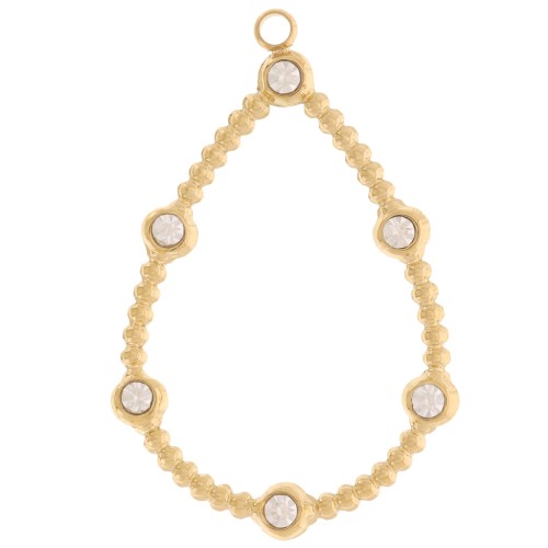 Gota pequeñas bolas y óxidos de circonio colgantes 30x20mm 316L dorado acero inoxidable x2