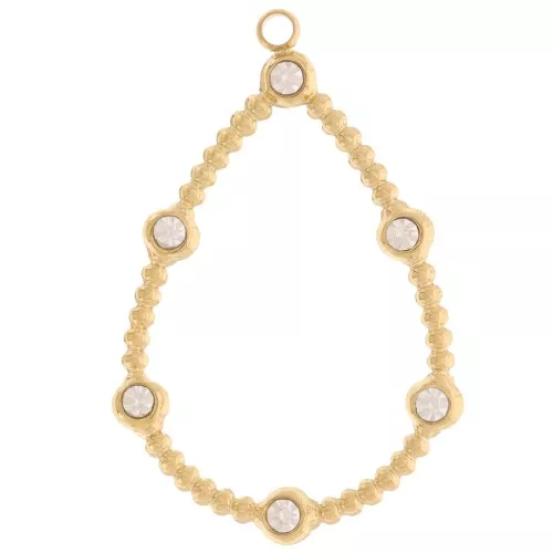 Gota pequeñas bolas y óxidos de circonio colgantes 30x20mm 316L dorado acero inoxidable x2