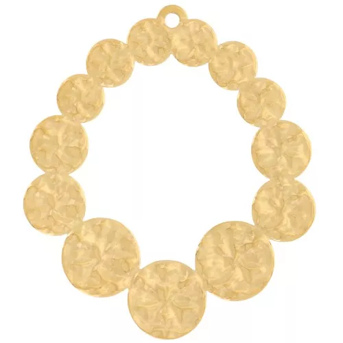 Colgantes gota martillada 41x36 mm - Acero inoxidable 316L dorado x2