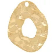 Colgantes gota irregular martillada 31x25 mm - Acero inoxidable 316L dorado x2