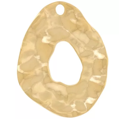 Colgantes gota irregular martillada 31x25 mm - Acero inoxidable 316L dorado x2