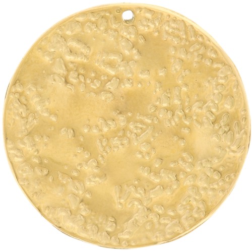 Colgante redondo martillado 25,5 mm - Acero inoxidable 316L dorado x1