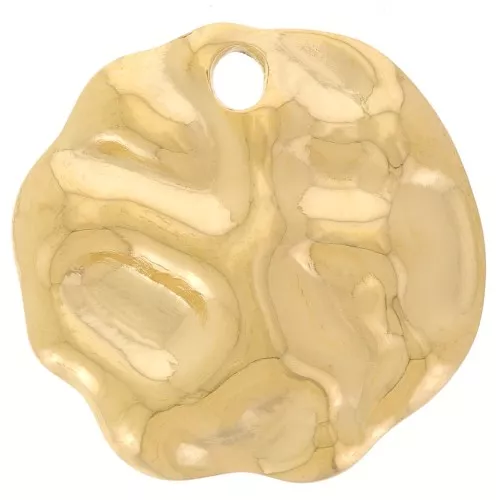 Colgante redondo irregular martillado de 19 mm - Acero inoxidable dorado 304L x1
