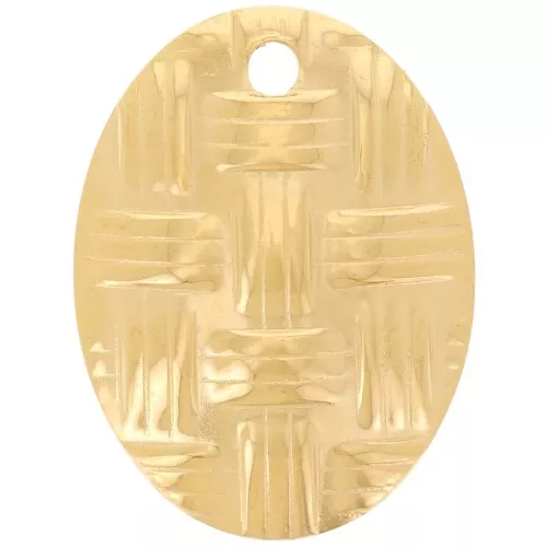 Colgante ovalado curvo 20x15 mm efecto trenzado - Acero inoxidable304L Dorado x1
