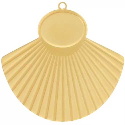 Colgante étnico efecto plisado de 27x28 mm para cabujón de 10x8 mm Acero inoxidable 316L dorado