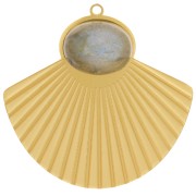 Colgante étnico efecto plisado de 27x28 mm para cabujón de 10x8 mm Acero inoxidable 316L dorado