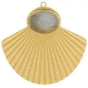 Colgante étnico efecto plisado de 27x28 mm para cabujón de 10x8 mm Acero inoxidable 316L dorado