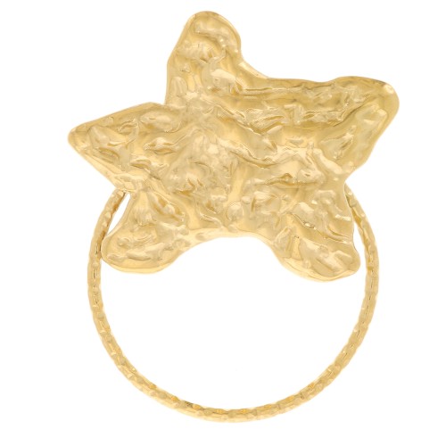 Colgante martillado estrella de mar y círculo de diamantes 29x23 mm - Acero inoxidable304L Dorado