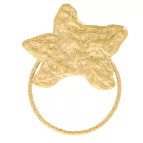 Colgante martillado estrella de mar y círculo de diamantes 29x23 mm - Acero inoxidable304L Dorado