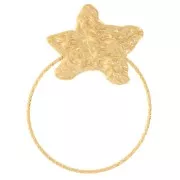 Colgante estrella de mar martillada con circulo romboidal 40x30 mm - Acero inoxidable304L Dorado