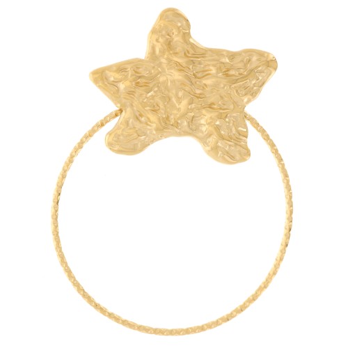 Colgante estrella de mar martillada con circulo romboidal 40x30 mm - Acero inoxidable304L Dorado