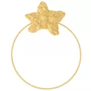 Colgante estrella de mar martillada y círculo de diamantes 50x40 mm - Acero inoxidable304L Dorado