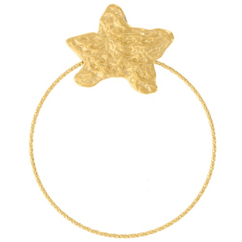 Colgante estrella de mar martillada y círculo de diamantes 50x40 mm - Acero inoxidable304L Dorado