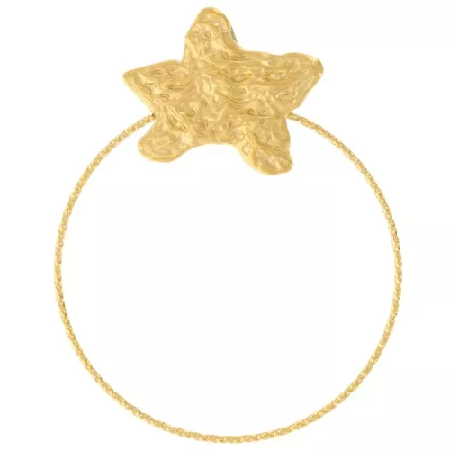 Colgante estrella de mar martillada y círculo de diamantes 50x40 mm - Acero inoxidable304L Dorado