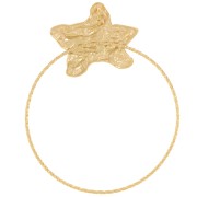 Colgante estrella de mar martillada y círculo de diamantes 50x40 mm - Acero inoxidable304L Dorado